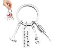 Llaveros de papá - llavero de,llavero de herramientas de mano de acero inoxidable con regla de llave de destornillador, regalos de llavero de coche para el día del padre, año nuevo, plata, 1