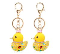 Llaveros De Pato De Dibujos Animados De 2 Piezas, Llaveros De Animales Lindos, Llaveros De Diamantes De Imitación, Llaveros De Mujer