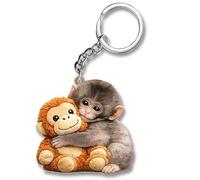 Llaveros de Peluche Punch Monkey en Pack de 2 para Mochila, Llaves del Coche,Style 1