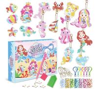 Llaveros de Pintura Diamantes, 15pcs Sirena Pintura de Diamantes Llavero 5D Mermaid Arte Diamante DIY Decorativos Diamantes Ornamentos Gem Art Diamond Painting Keychains para Niños y Adultos