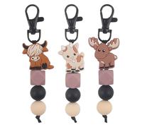 Llaveros De Silicona con Patrón De Animales, Llaveros De Dibujos Animados, Llaveros Interesantes, Coles Decorativos Creativos, 3 Uds.