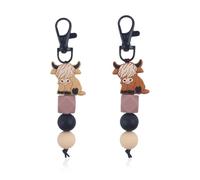 Llaveros De Vaca De 2 Piezas, Llaveros Creativos De Animales De Dibujos Animados, Llaveros De Cuentas De Silicona, Decoración De Dijes De Bolso, Lindos Coles De Animales