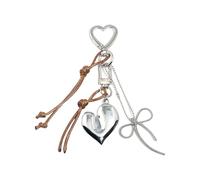 Llaveros estéticos con colgante de corazón y lazos, para mujer, bolso, mochila, decoración, regalos, estética