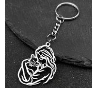 Llaveros Huecos de Mujer Abrazando Gato para Mujeres y Hombres, Acero Inoxidable Dorado y Plateado, Cadena de Mascota Amor Femenino, Joyería Regalo