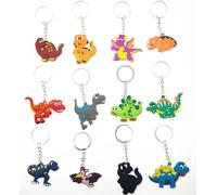 Llaveros Infantiles de Animales y Dinosaurios de Silicona,12 Piezas Llaveros de Dibujos Animados,Llavero de Dinosaurio,para Bolso Escolar,Llaves,Estuche para Lápices