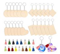 Llaveros Madera 96 Piezas Llaveros de Madera Blanco Llaveros para Personalizar Llavero Madera Colgantes de Decorar Llaveros Personalizados para Hacer Llavero en Blanco Madera DIY para Decoración