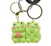 Llaveros magnéticos a juego para parejas, 2 llaveros colgantes de animales de dibujos animados, 1.57 x 1.14 pulgadas, bonito llavero de amistad para mejor amigo, marido, esposa, mochila y, Rana