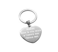 Llaveros Mamá Corazón Acero Inoxidable Nombre Dedicación Cita Personalizados