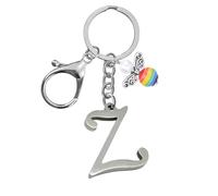Llaveros para hombres y mujeres, llavero de metal con letras del alfabeto personalizadas con dije de ángel, regalos de amistad, llaveros y llaveros, regalo de cumpleaños 18, llavero de coche (Z)
