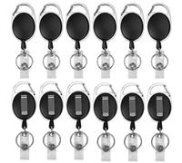 llaveros retráctiles Portatarjetas Sujetadores de insignia con clips para carrete, mosquetón, tarjetero, tarjeta de identificación, soporte de insignia y clip de cinturón (12 piezas)