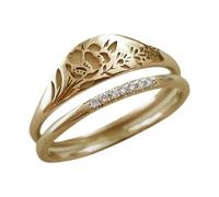 Llaves Anillos Simple Oro Tallado Rosa Anillo Moda Hueco Anillo Regalo Para Mujeres Adolescentes Niñas Tamaño 5 11 Anillos Dedo Completo, 10号, Metal, Sin piedras preciosas