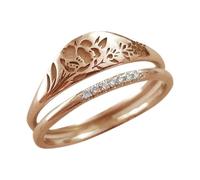 Llaves Anillos Simple Oro Tallado Rosa Anillo Moda Hueco Anillo Regalo Para Mujeres Adolescentes Niñas Tamaño 5 11 Anillos Dedo Completo, 9号, Metal, Sin piedras preciosas