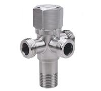 Llaves De Paso De Agua Baño Válvula De Agua Fría Y Caliente De Acero Inoxidable Para Baño Lavadora Fregona Fregadero Uso Doméstico G1/2 Tres Salidas Unidad Única