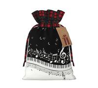 Llaves de piano con notas musicales, 1 bolsa con cordón, 4.7 x 6.9 pulgadas, para regalos, viajes y uso diario con etiquetas de regalo Kraft