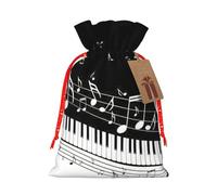 Llaves de piano con notas musicales impresas con cordón de lino para fiestas de Navidad, bolsas de regalo de embalaje de vacaciones.