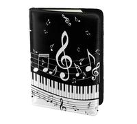 Llaves de piano con notas musicales impresas de 5.5 pulgadas para pasaporte, elegante cartera de documentos de viaje, almacenamiento seguro para funda de viajeros