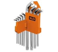Llaves macho torx dobladas serie 9 piezas - acero cromado VANADIO
