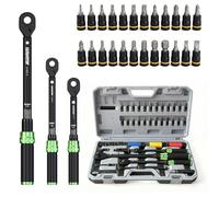 LLAVETOR Juego de llaves dinamométricas, 1/4, 3/8 1/2, kit de 35 piezas con enchufes y extensiones, precisión de ± 3% de escala doble, acero CR-V, trinquete de 72 dientes para automóviles, bicicletas