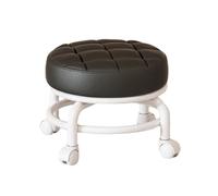 Llazsybz Bajo Taburete Rodante Taburete Giratorio Ruedas 360 Grados Superficie Cuero PU Relleno Esponja Ergonómica Resistente Adecuado para Casa Oficina Salón, Negro, Individual