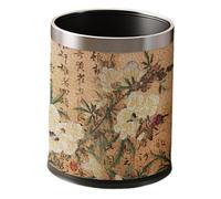 Llazsybz Bote de Basura Papelera de Plástico Contenedor de Desechos Cubo de Residuos Material Pu Y Acero Doble Capa Extraíble Apto para Dormitorio Sala de Esta, Aro de Plata, tal como se describe