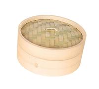 Llazsybz Cesta Vaporizadora de Bambú para Verduras Canasta para Dumplings Vaporera para Panecillos Tapa Abovedada Que Nutrientes Adecuada para Comida, Marrón 15cm, tal como se describe