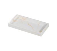 Llazsybz Dispensador de Jabón Rectangular de Resina, Ideal para Sus Artículos de Aseo Y Objetos Pequeños, para Colocar sobre Una Encimera Debajo del Lavabo, Dorado, Individual