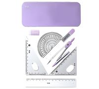 Llazsybz Juego de Dibujo Profesional, Transportador Reutilizable, Regla de 15 Cm, Herramientas de Dibujo para Estudiantes Y Adultos, Caja Cerrada Violeta