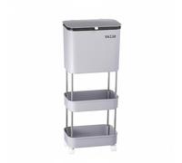 Llazsybz Papelera de Cocina de Residuos con Compartimento para Separación Húmedo-seco Estantes Inferiores para Almacenamiento Ruedas Giratorias y Control de, Gris 3 Capas