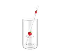 Llazsybz Vaso de Cristal Transparente con Diseño de Fresa, Accesorios de Bar, Vaso Transparente con Diseño de Fresa, Cristalería para Té, Bebidas Calientes, Le, Estilo b, Individual