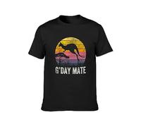 Llbang Australia Gday Mate Shirt Funny Kangaroo Australian Symbol Unisex 100% Cotton Short-Sleeve T-Shirts Black M