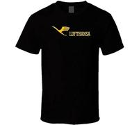 Llbang Lufthansa Airline 1954 Logo 3 Black T Shirt Unisex 100% Cotton Short-Sleeve T-Shirts Black XXXL