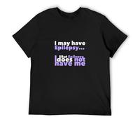 Llbang Short Sleeve I May Have Epilepsy But Epilepsy Does Not Have Me Mens T Shirt Top Black XXL