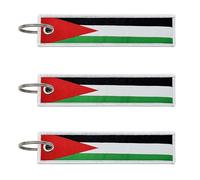LLBFHH 3 llaveros de bandera de país de Asia y Europa, llaveros para llaves de coche, llaveros de tela para hombres y mujeres, PALESTINE, 0.1
