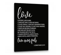 LLBOGRGGN 1 Corinthians 13:4-8 Love Is Patient Love Is Kind Scripture Canvas Wall-Art,Scripture Wall-Art,Religious Christian Canvas Painting Artwork Home(Unframed,08x12inch(20x30cm))
