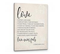 LLBOGRGGN 1 Corinthians 13:4-8 Love Is Patient Love Is Kind Scripture Canvas Wall-Art,Scripture Wall-Art,Religious Christian Canvas Painting Artwork Home(Unframed,16x24inch(40x60cm))