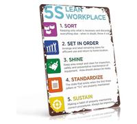 LLBOGRGGN 5S Methodology Aluminum Metal Sign Continuous Improvement Poster for Kaizen Workshop Office Visual Workplace Gift for Operations Manager 8 X 12 inch