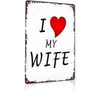 LLBOGRGGN Aluminum Funny Sign I Love My Wife for Mounting on Wall in Various Rooms 8 X 12 in