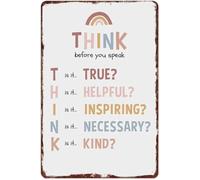 LLBOGRGGN Aluminum Motivational Sign Think Before You Speak for Home Office Wall Decor 8 X 12 in