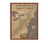 LLBOGRGGN AT Hiking Trail Map Poster Appalachian Mountains Wall-Art Print for Adventure Room Decor(Framed,08x12inch(20x30cm))