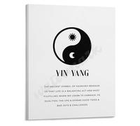 LLBOGRGGN Black and White Yin Yang Poster The Duality of Life Tao Philosophy Art Print for Modern Home Office Decor(Framed,12x18inch(30x45cm))