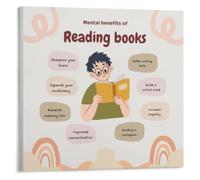 LLBOGRGGN Book Lover Poster Reading Advantages Chart for Home Library Decor | See the science backed benefits of daily reading for brain and well being(Unframed,16x24inch(40x60cm))