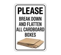 LLBOGRGGN Break Down Cardboard Boxes Sign Aluminum Metal Sign for Warehouse Wall Logistics Area Workshop Department 8 X 12 in