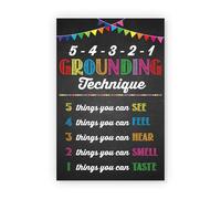 LLBOGRGGN Calm Down Corner Poster Grounding Techniques Mental Health Chart for Counseling Office Room Classroom Decor(Framed,08x12inch(20x30cm))