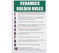 LLBOGRGGN Ceramics Rules Poster Golden Rules for Pottery Making Knowledge Canvas Wall-Art for Room Decor(Framed,12x18inch(30x45cm))