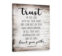 LLBOGRGGN Christian Home Decor Proverbs 3:5-6 Trust In The Lord With All Your Heart Wall-Art Bible Scripture for Room Office Church(Framed,08x12inch(20x30cm))
