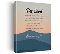 LLBOGRGGN Christian Inspirational Wall-Art Deuteronomy 31 8 The Lord Himself Canvas Print Scripture Art for Home(Framed,12x18inch(30x45cm))