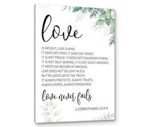 LLBOGRGGN Christian Inspirational Wall Art - Love is Patient, Love is Kind from 1 Corinthians 13, Wedding Gift & Scripture Decor for Home, Living Room(Framed,12x18inch(30x45cm))