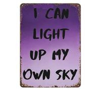 LLBOGRGGN Classic Light My Own Sky Metal Tin Sign Purple Inspiring Wall-Art For Bedroom Vanity Area Walk In Closet 8 X 12 inch