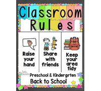 LLBOGRGGN Classroom Rules Wall Decor - Vibrant Educational for Elementary, Preschool, Kindergarten | Essential Teacher Must Haves, Back to School & Classroom Supplies(Framed,08x12inch(20x30cm))