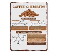 LLBOGRGGN Coffee Science Metal Sign Chemical Compound Diagram Wall-Art for Home Bar Kitchen Cafe Decor Aluminum 8 X 12 in